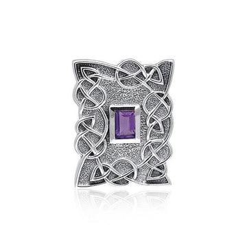 Gem Inlay Celtic Knotwork Silver Pendant TPD382 - Jewelry